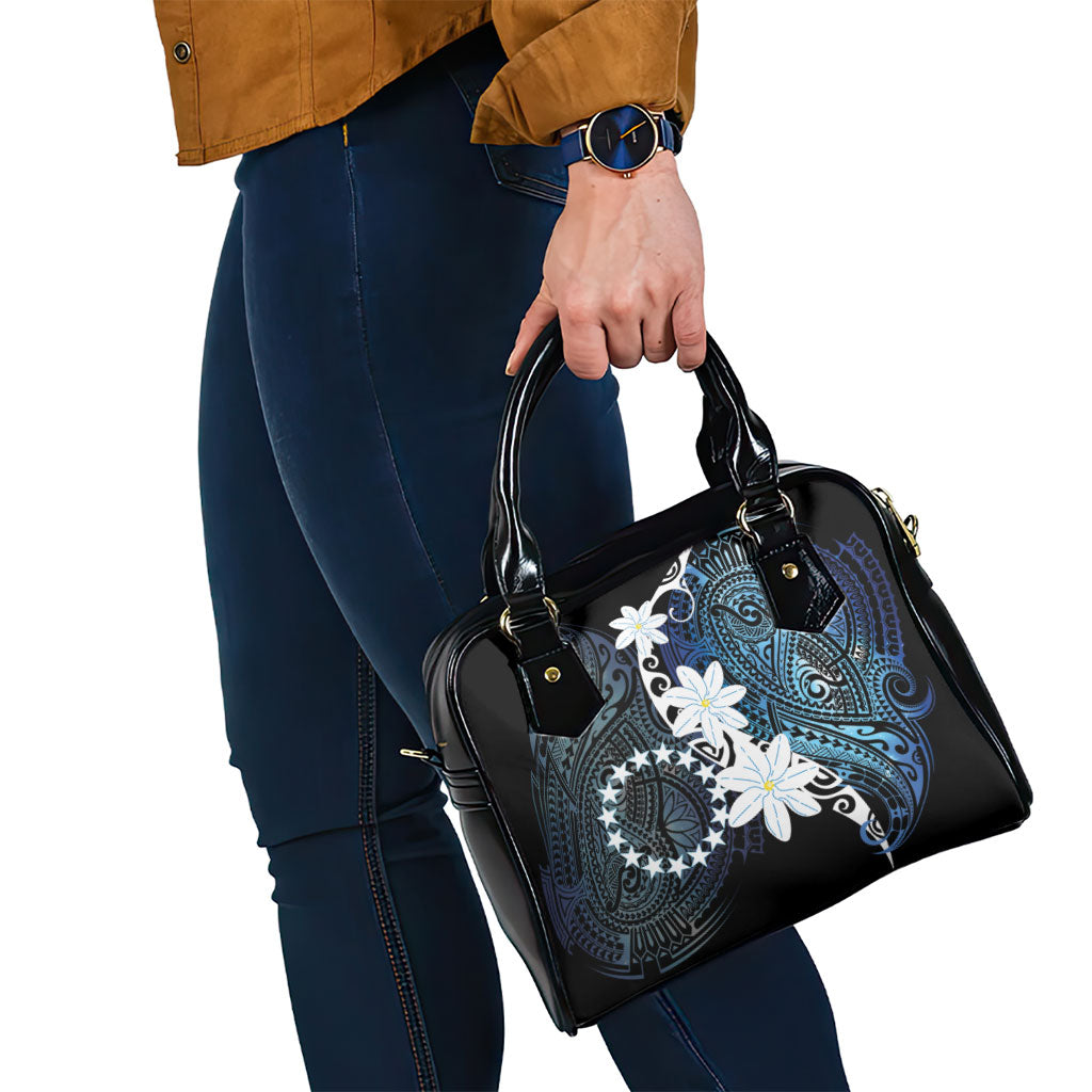 Cook Islands Maori Language Week Shoulder Handbag Tiare Maori Kuki Airani Blue Pattern