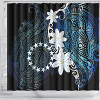 Cook Islands Maori Language Week Shower Curtain Tiare Maori Kuki Airani Blue Pattern