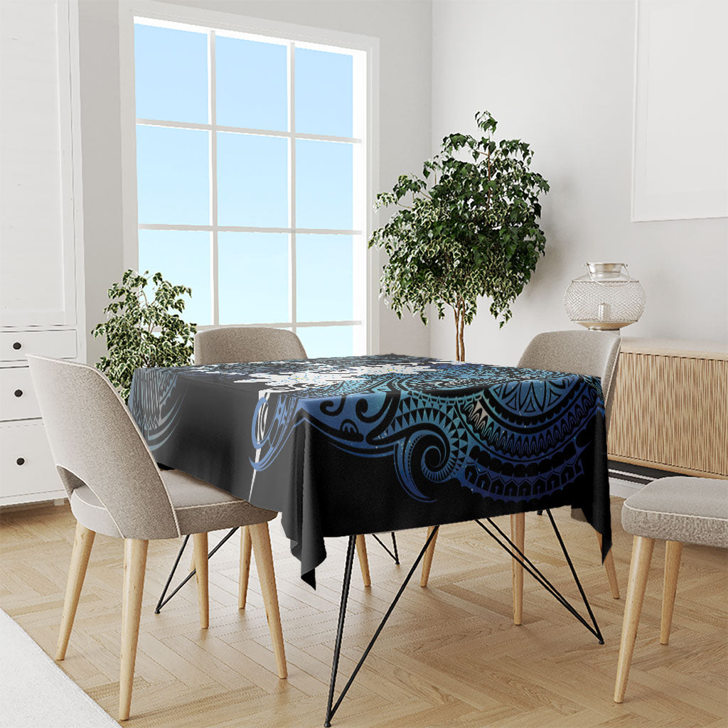 Cook Islands Maori Language Week Tablecloth Tiare Maori Kuki Airani Blue Pattern