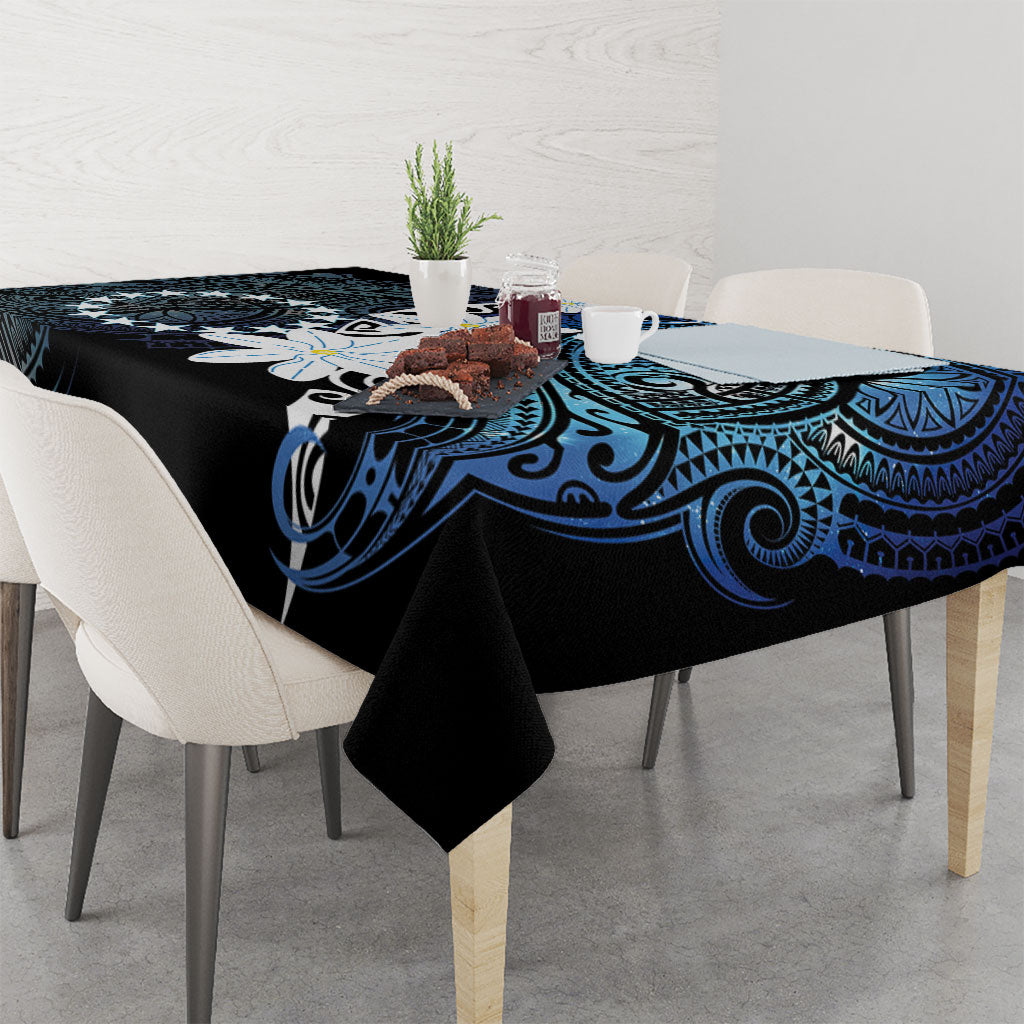Cook Islands Maori Language Week Tablecloth Tiare Maori Kuki Airani Blue Pattern