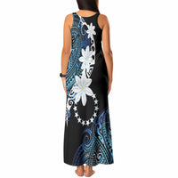 Cook Islands Maori Language Week Tank Maxi Dress Tiare Maori Kuki Airani Blue Pattern