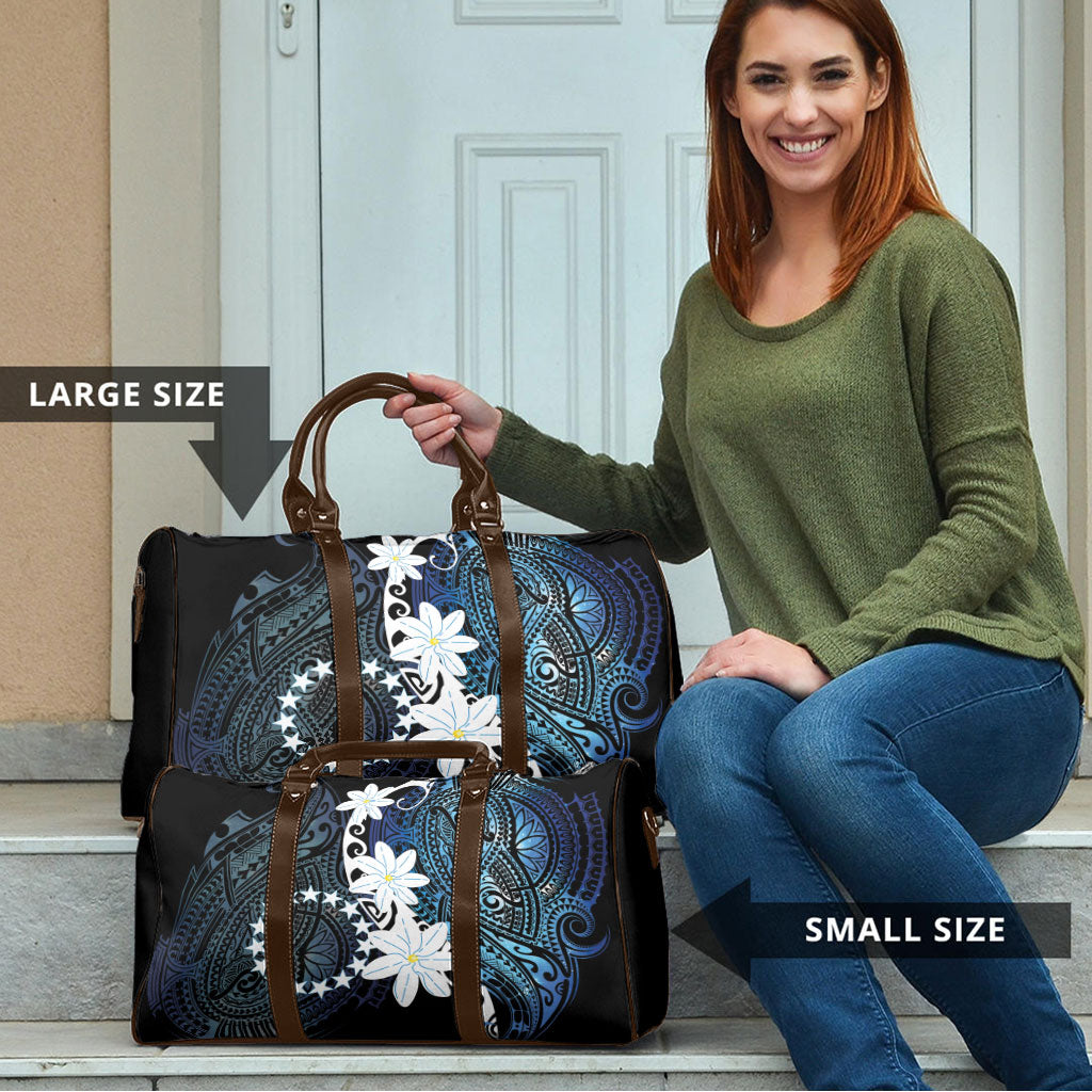 Cook Islands Maori Language Week Travel Bag Tiare Maori Kuki Airani Blue Pattern