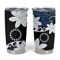 Cook Islands Maori Language Week Tumbler Cup Tiare Maori Kuki Airani Blue Pattern