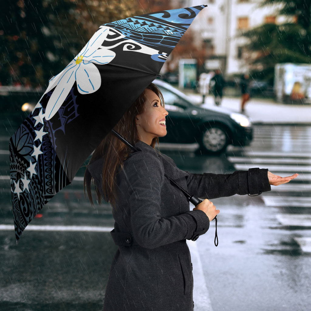 Cook Islands Maori Language Week Umbrella Tiare Maori Kuki Airani Blue Pattern