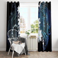 Cook Islands Maori Language Week Window Curtain Tiare Maori Kuki Airani Blue Pattern