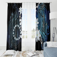 Cook Islands Maori Language Week Window Curtain Tiare Maori Kuki Airani Blue Pattern