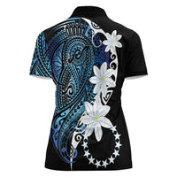 Cook Islands Maori Language Week Women Polo Shirt Tiare Maori Kuki Airani Blue Pattern