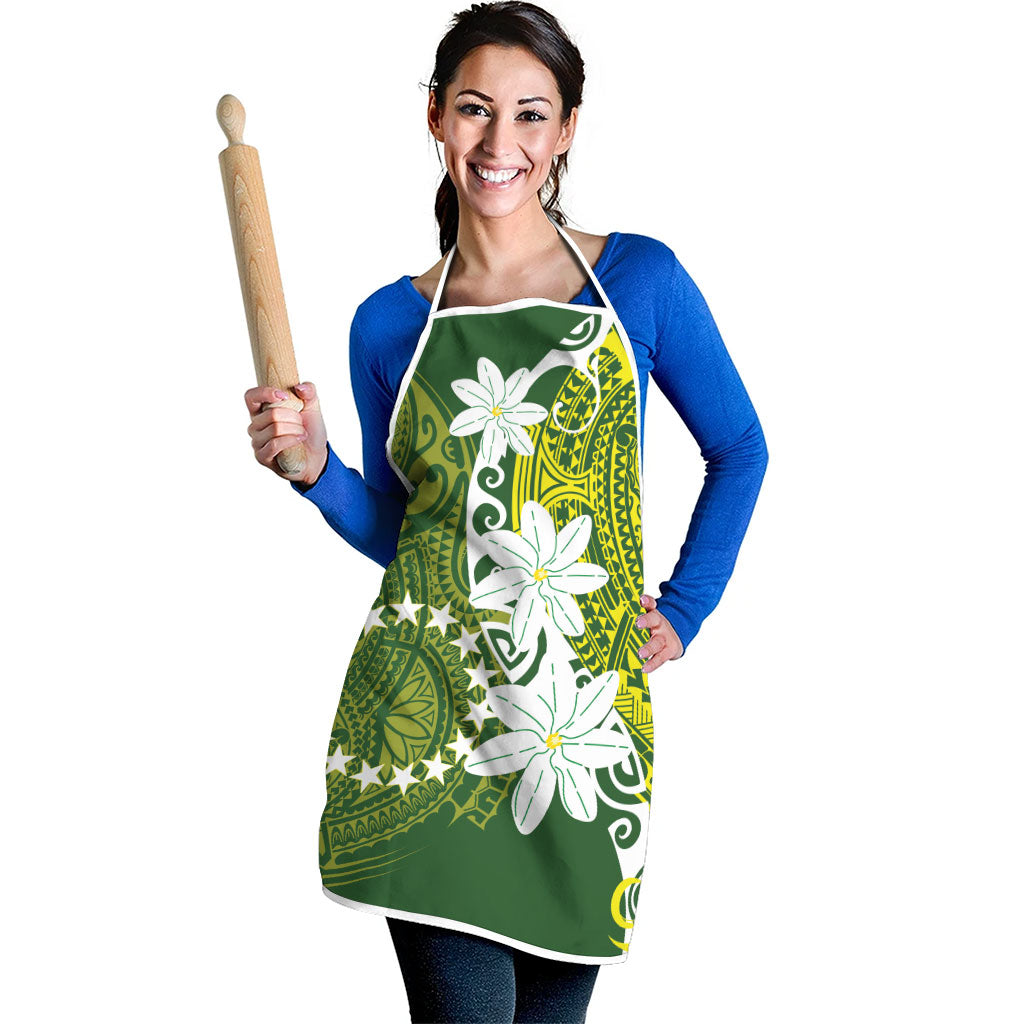 Cook Islands Maori Language Week Apron Tiare Maori Kuki Airani Green Pattern