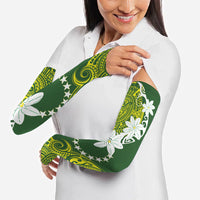 Cook Islands Maori Language Week Arm Sleeves Tiare Maori Kuki Airani Green Pattern