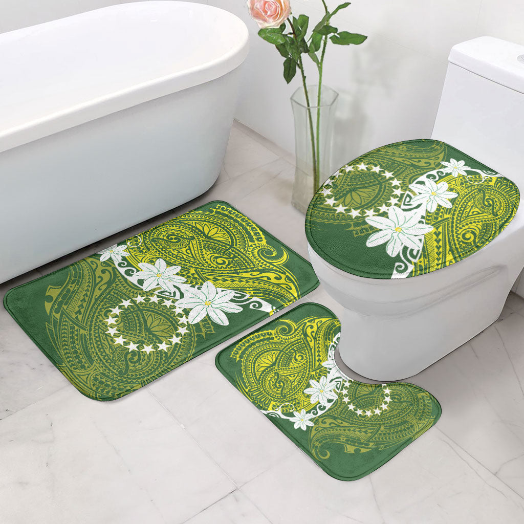 Cook Islands Maori Language Week Bathroom Set Tiare Maori Kuki Airani Green Pattern