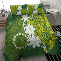 Cook Islands Maori Language Week Bedding Set Tiare Maori Kuki Airani Green Pattern