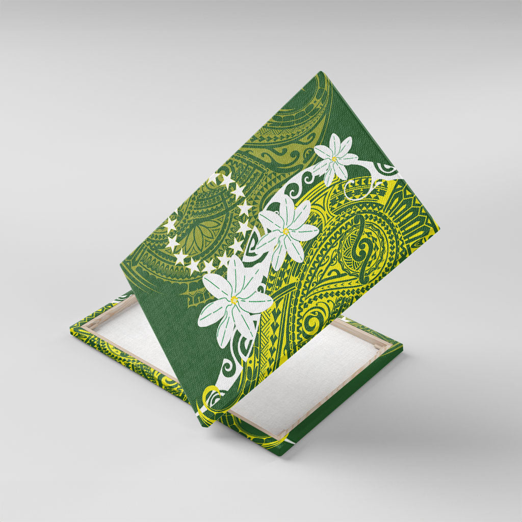 Cook Islands Maori Language Week Canvas Wall Art Tiare Maori Kuki Airani Green Pattern
