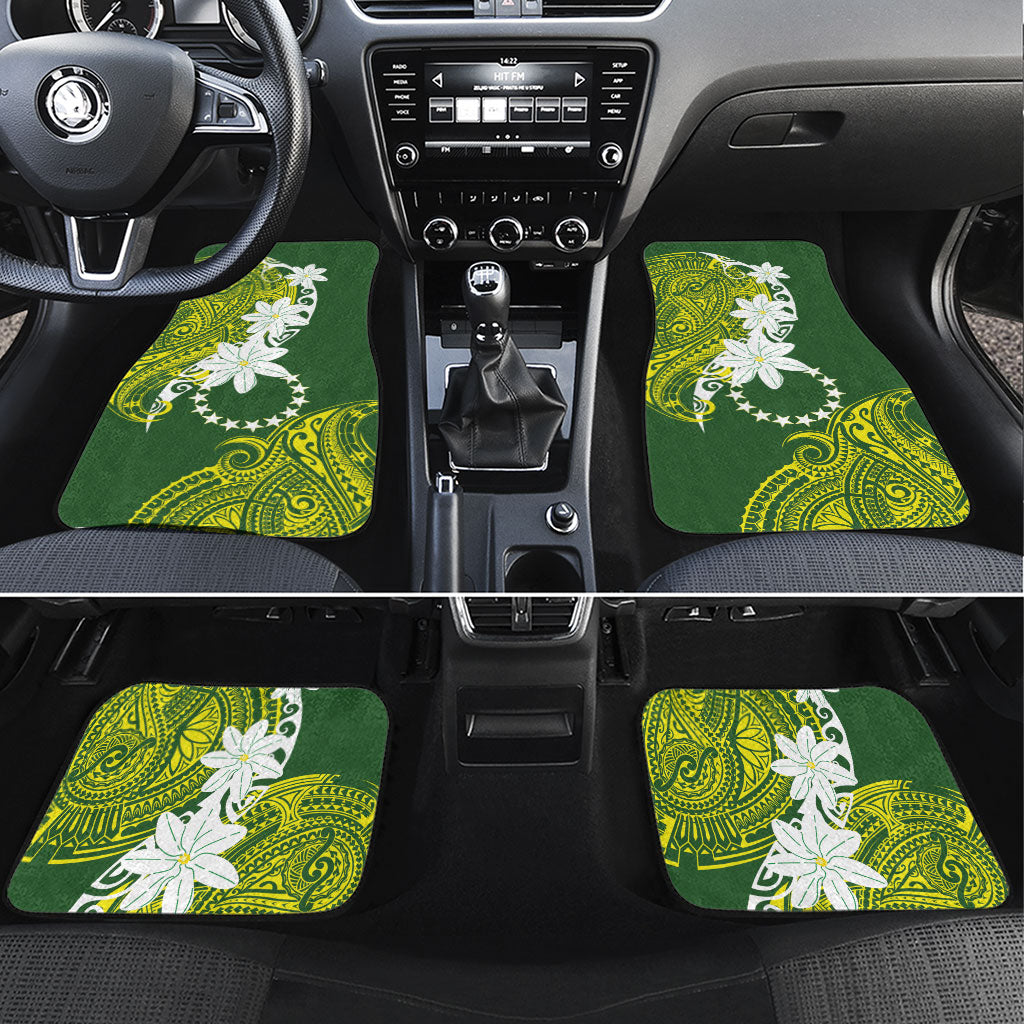 Cook Islands Maori Language Week Car Mats Tiare Maori Kuki Airani Green Pattern