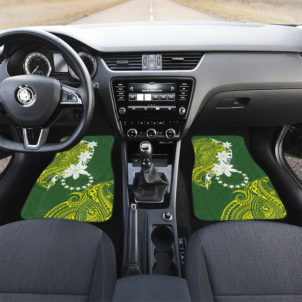 Cook Islands Maori Language Week Car Mats Tiare Maori Kuki Airani Green Pattern