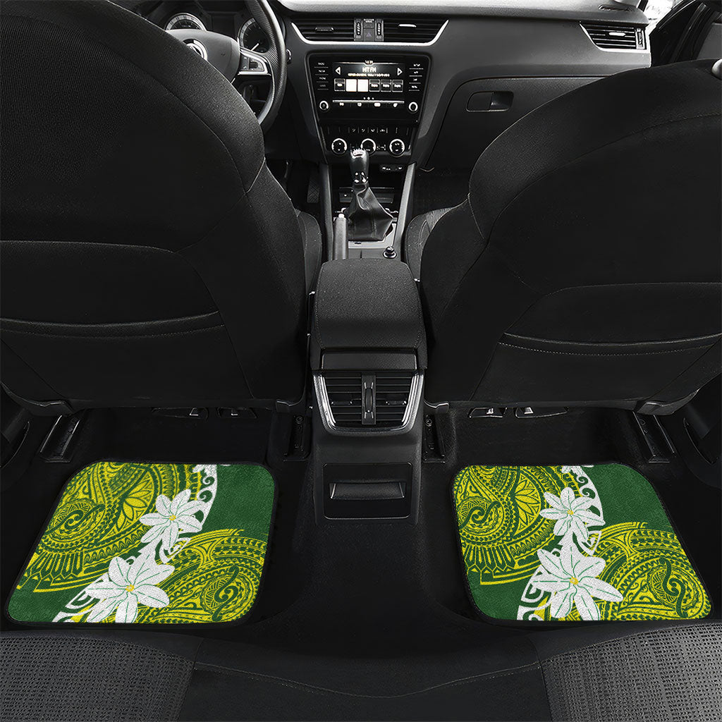 Cook Islands Maori Language Week Car Mats Tiare Maori Kuki Airani Green Pattern