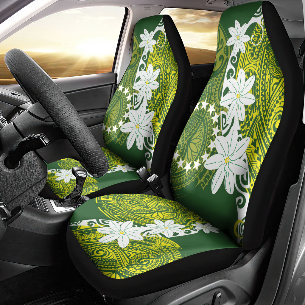 Cook Islands Maori Language Week Car Seat Cover Tiare Maori Kuki Airani Green Pattern