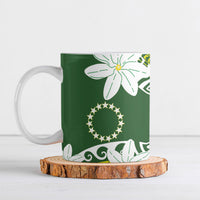 Cook Islands Maori Language Week Ceramic Mug Tiare Maori Kuki Airani Green Pattern