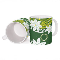 Cook Islands Maori Language Week Ceramic Mug Tiare Maori Kuki Airani Green Pattern