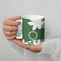 Cook Islands Maori Language Week Ceramic Mug Tiare Maori Kuki Airani Green Pattern