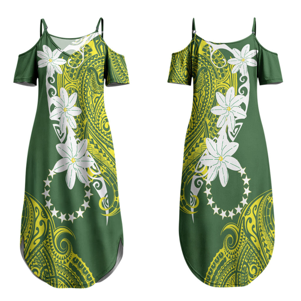 Cook Islands Maori Language Week Couples Matching Summer Maxi Dress and Hawaiian Shirt Tiare Maori Kuki Airani Green Pattern