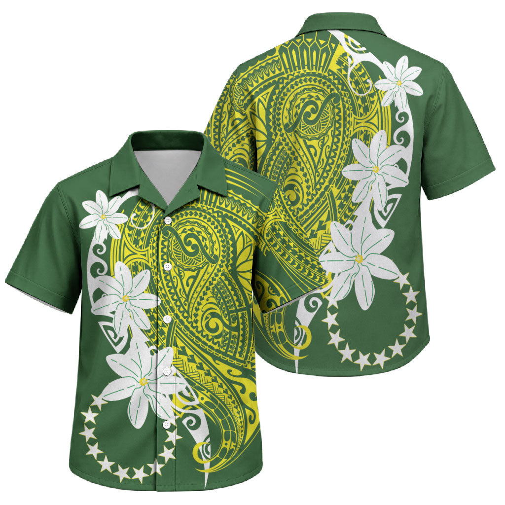 Cook Islands Maori Language Week Family Matching Long Sleeve Bodycon Dress and Hawaiian Shirt Tiare Maori Kuki Airani Green Pattern