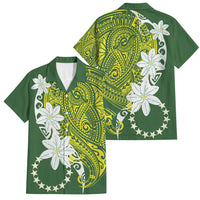Cook Islands Maori Language Week Family Matching Off Shoulder Maxi Dress and Hawaiian Shirt Tiare Maori Kuki Airani Green Pattern