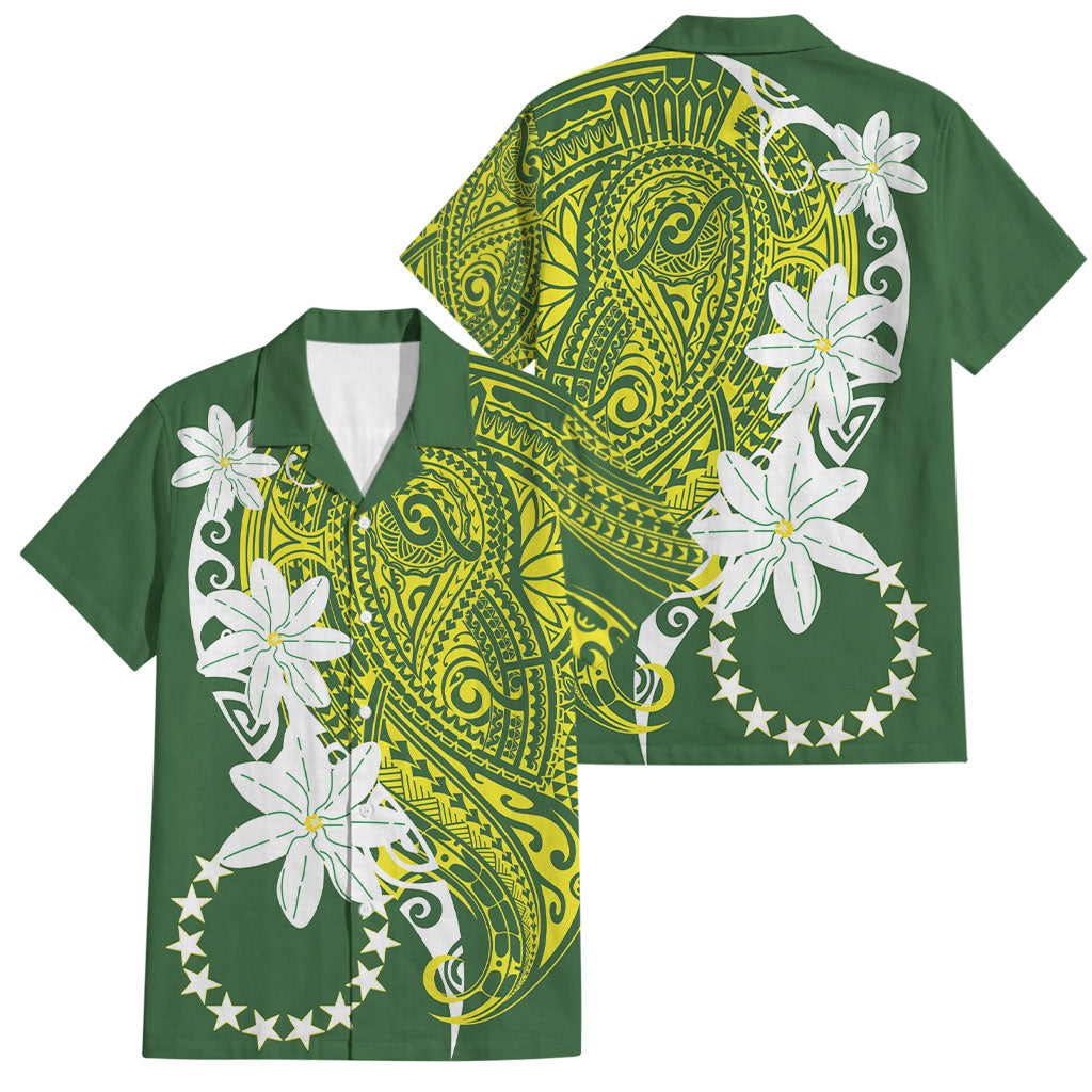 Cook Islands Maori Language Week Family Matching Puletasi and Hawaiian Shirt Tiare Maori Kuki Airani Green Pattern