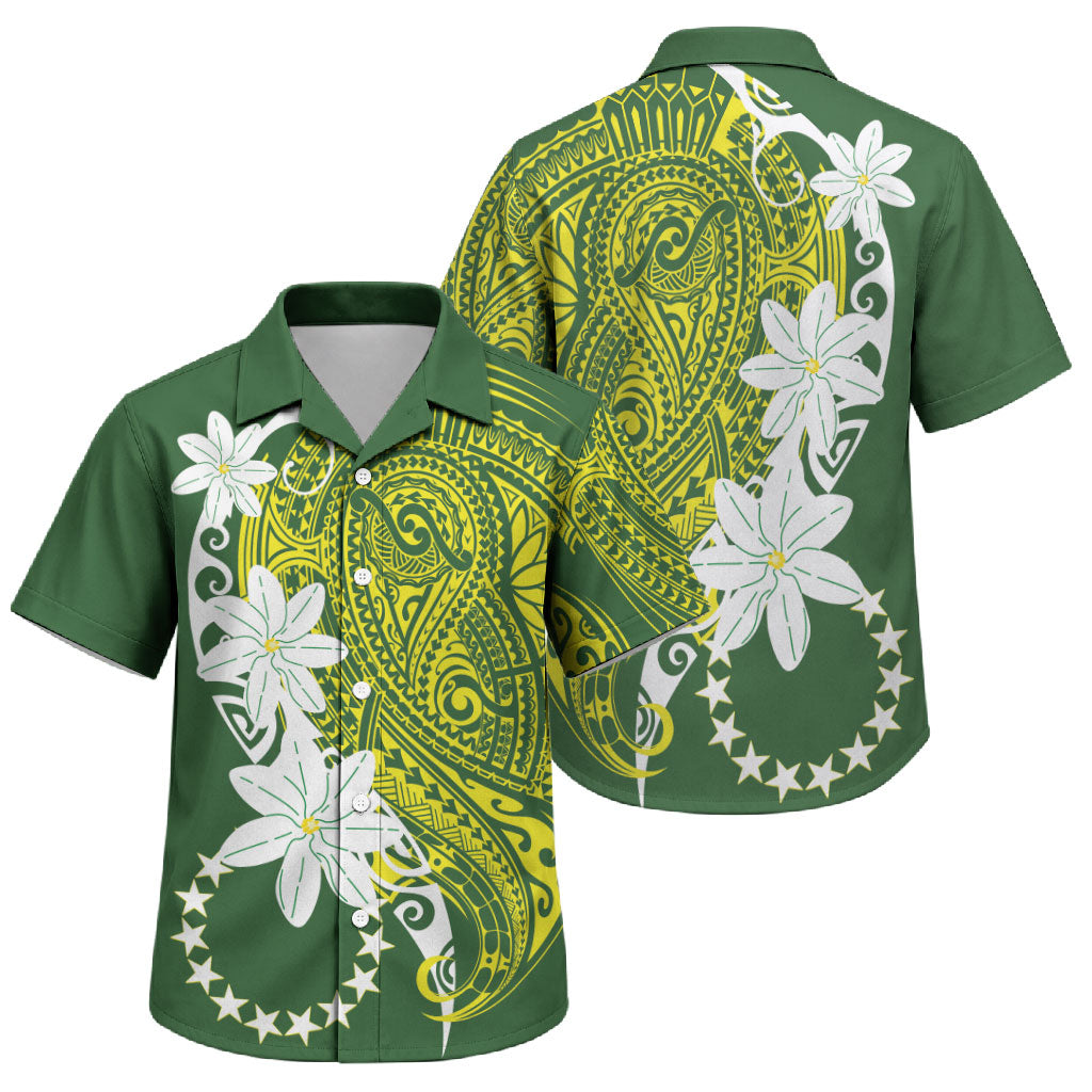 Cook Islands Maori Language Week Family Matching Summer Maxi Dress and Hawaiian Shirt Tiare Maori Kuki Airani Green Pattern