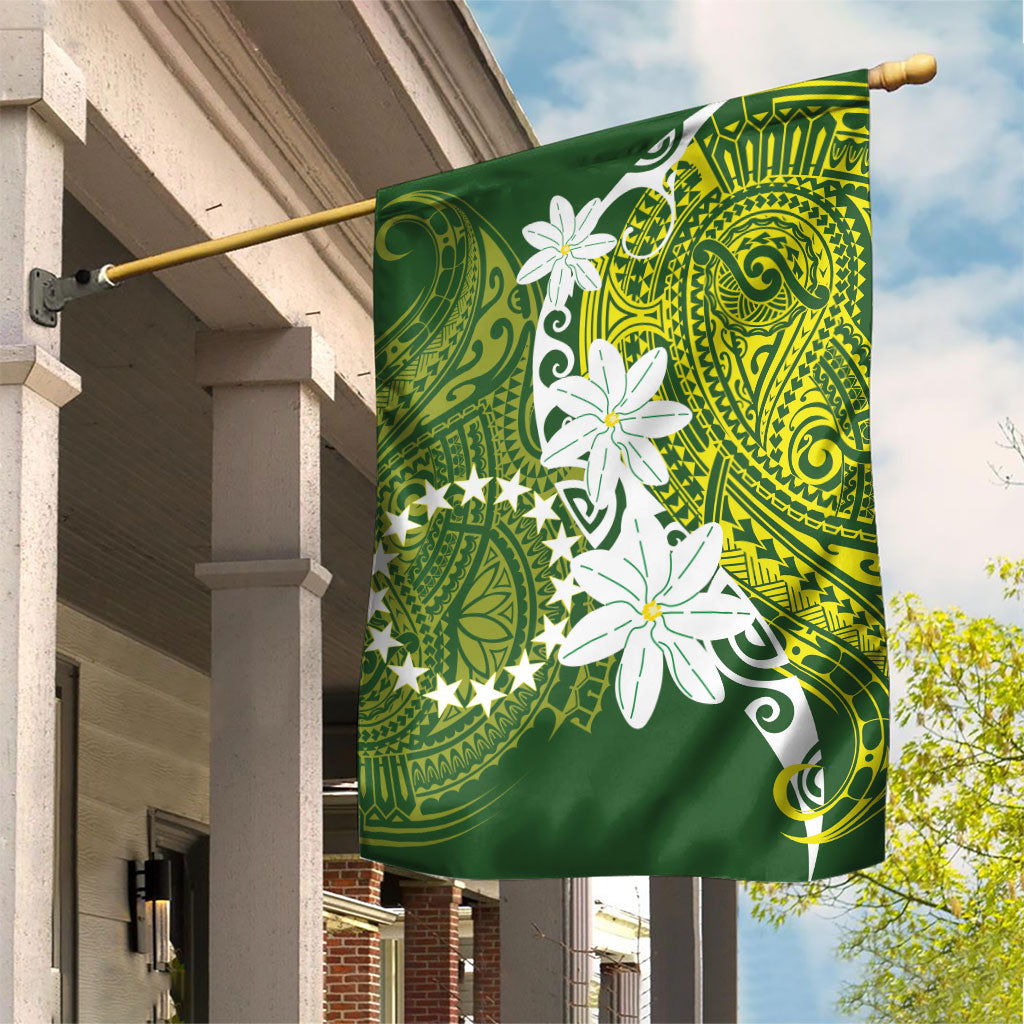 Cook Islands Maori Language Week Garden Flag Tiare Maori Kuki Airani Green Pattern