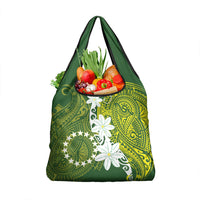 Cook Islands Maori Language Week Grocery Bag Tiare Maori Kuki Airani Green Pattern