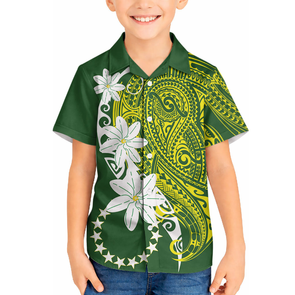 Cook Islands Maori Language Week Hawaiian Shirt Tiare Maori Kuki Airani Green Pattern
