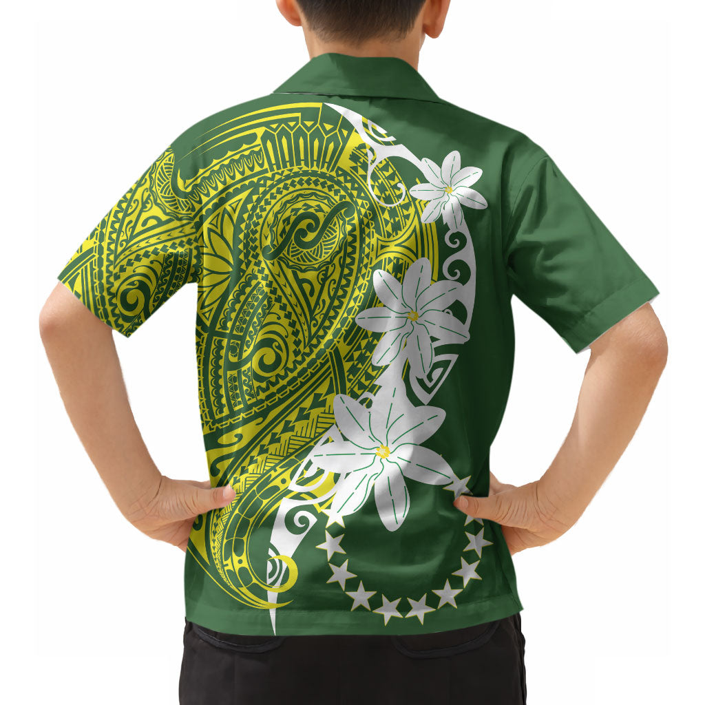 Cook Islands Maori Language Week Hawaiian Shirt Tiare Maori Kuki Airani Green Pattern