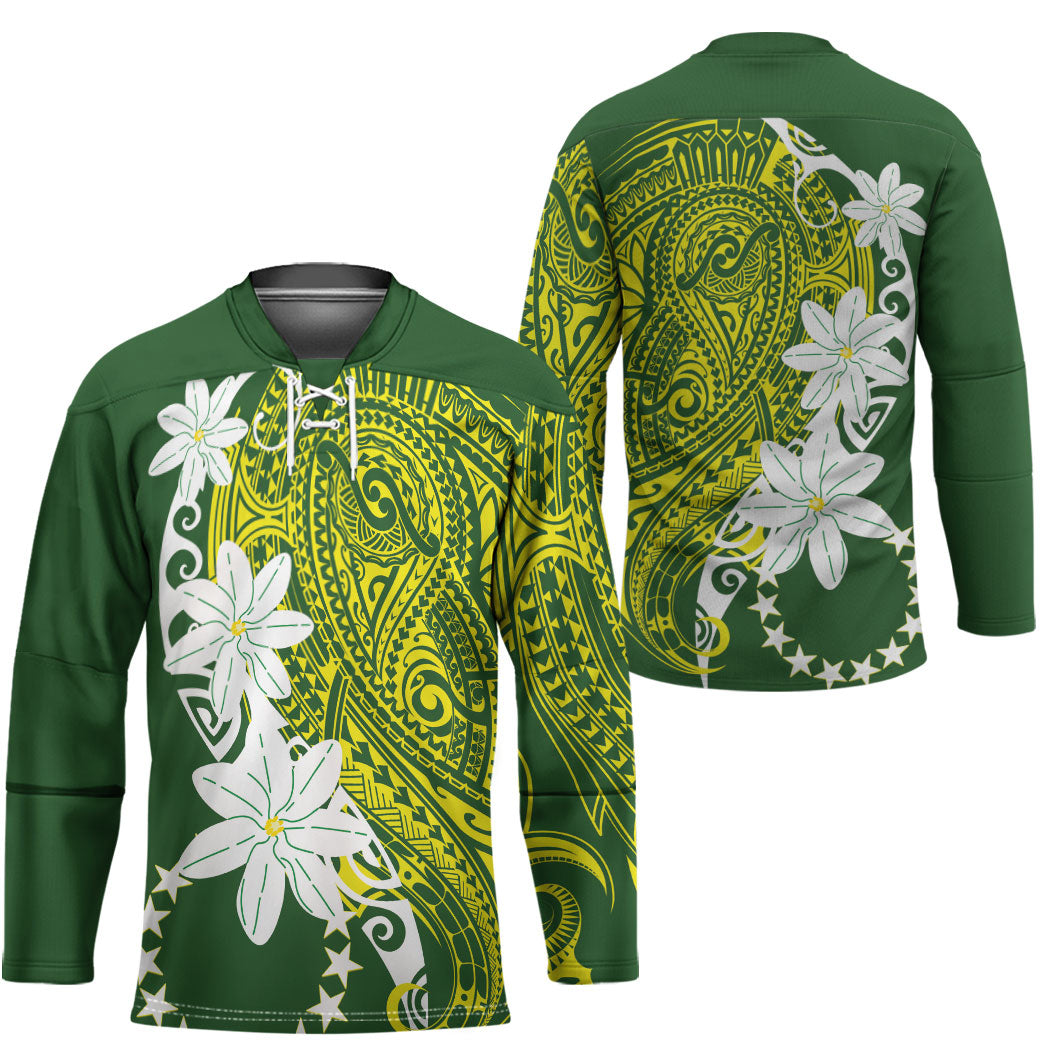 Cook Islands Maori Language Week Hockey Jersey Tiare Maori Kuki Airani Green Pattern
