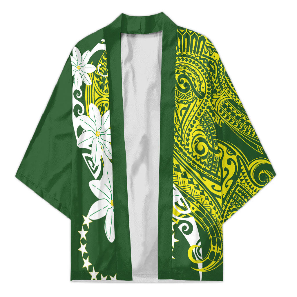 Cook Islands Maori Language Week Kimono Tiare Maori Kuki Airani Green Pattern