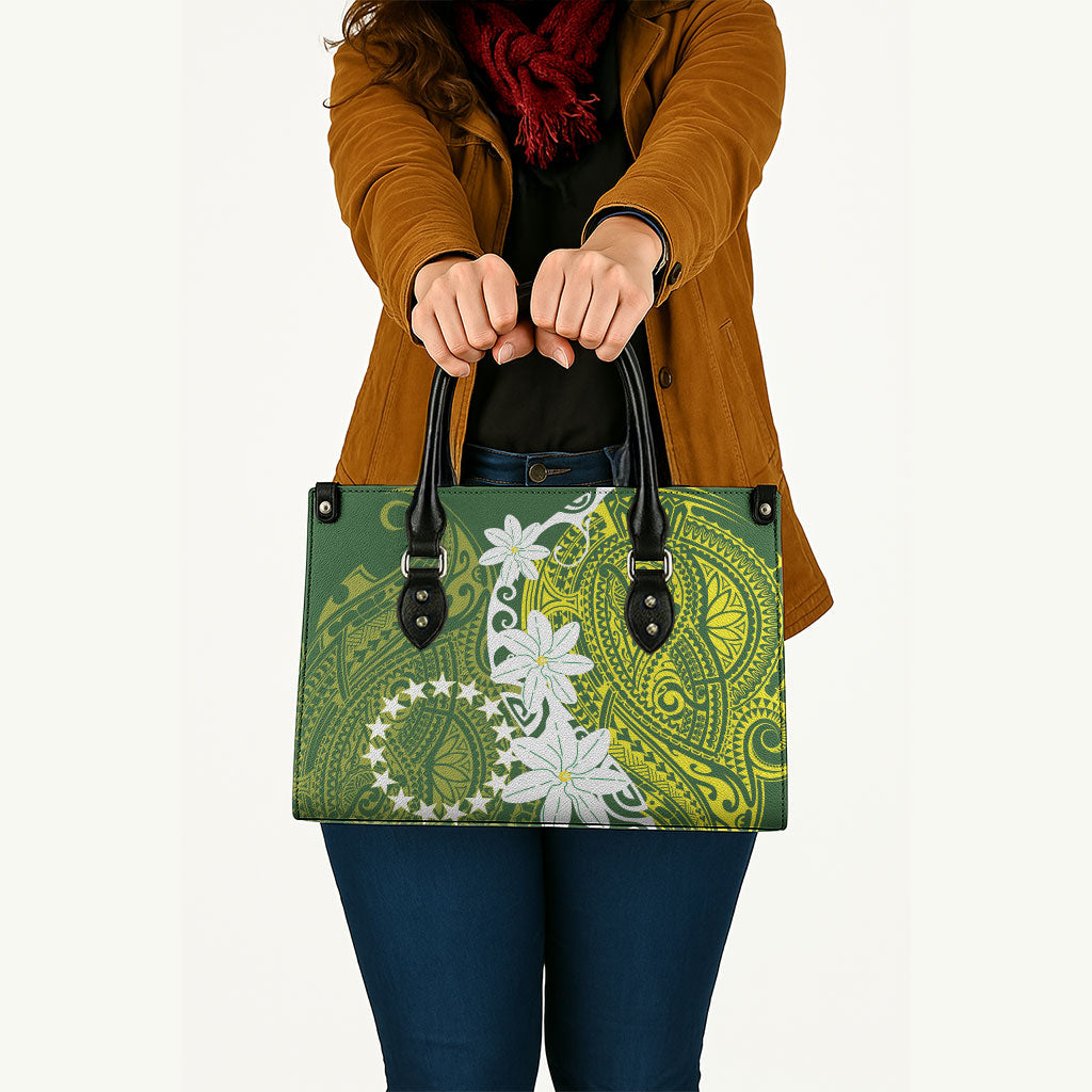 Cook Islands Maori Language Week Leather Bag Tiare Maori Kuki Airani Green Pattern