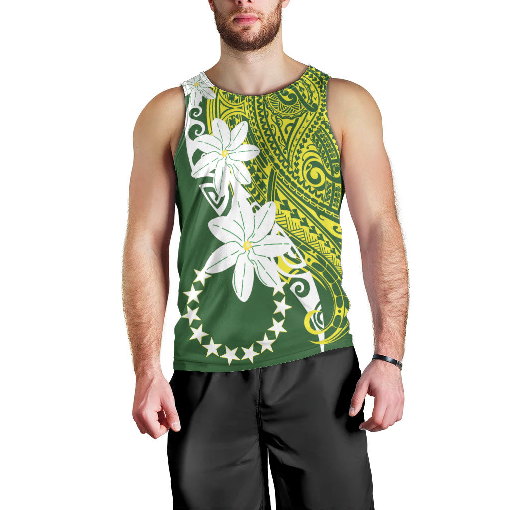 Cook Islands Maori Language Week Men Tank Top Tiare Maori Kuki Airani Green Pattern