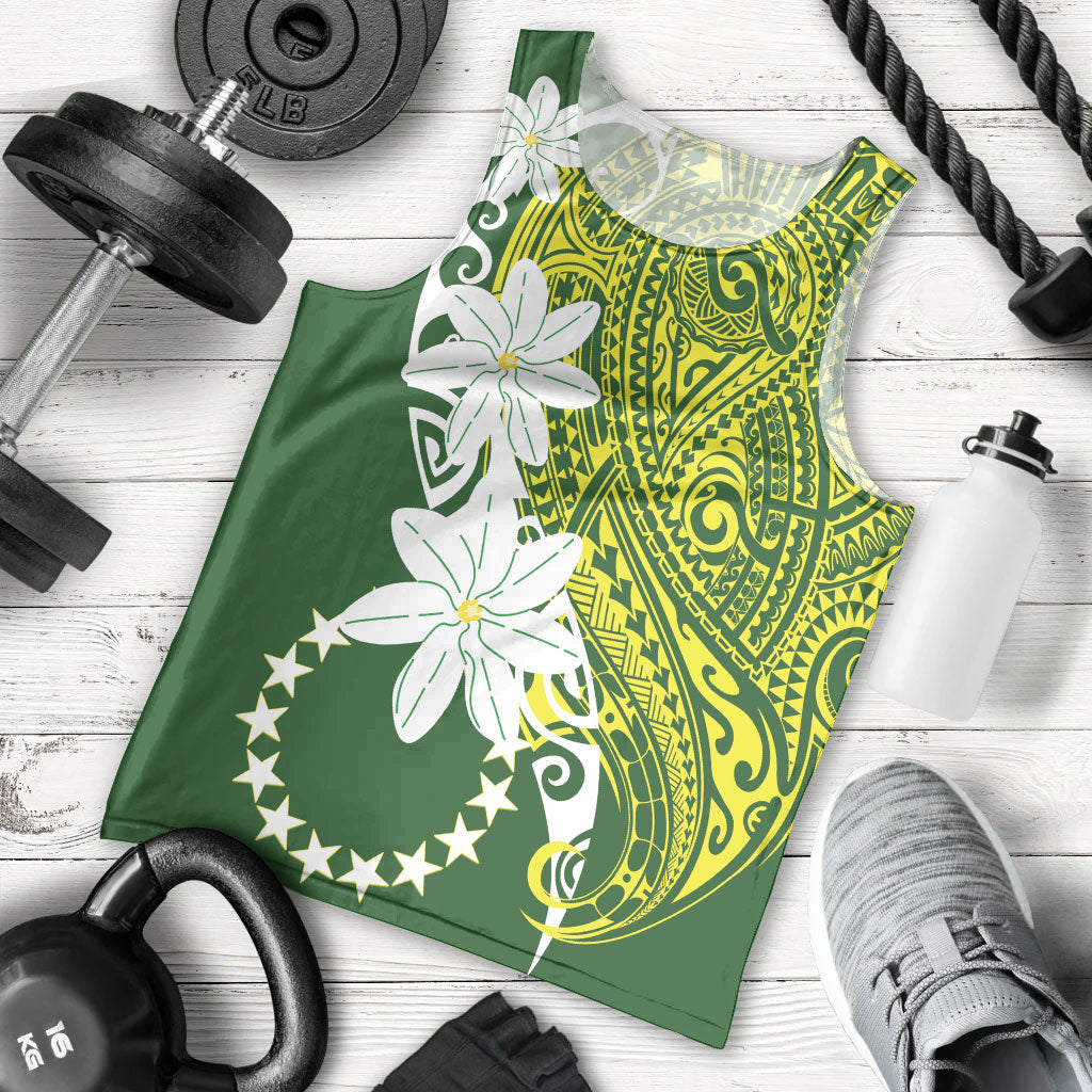 Cook Islands Maori Language Week Men Tank Top Tiare Maori Kuki Airani Green Pattern