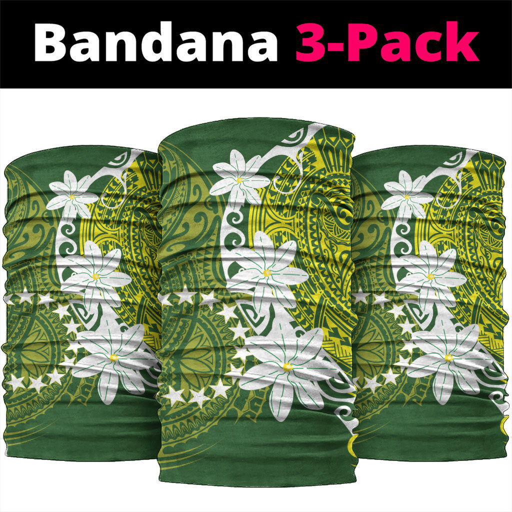 Cook Islands Maori Language Week Neck Gaiter Tiare Maori Kuki Airani Green Pattern