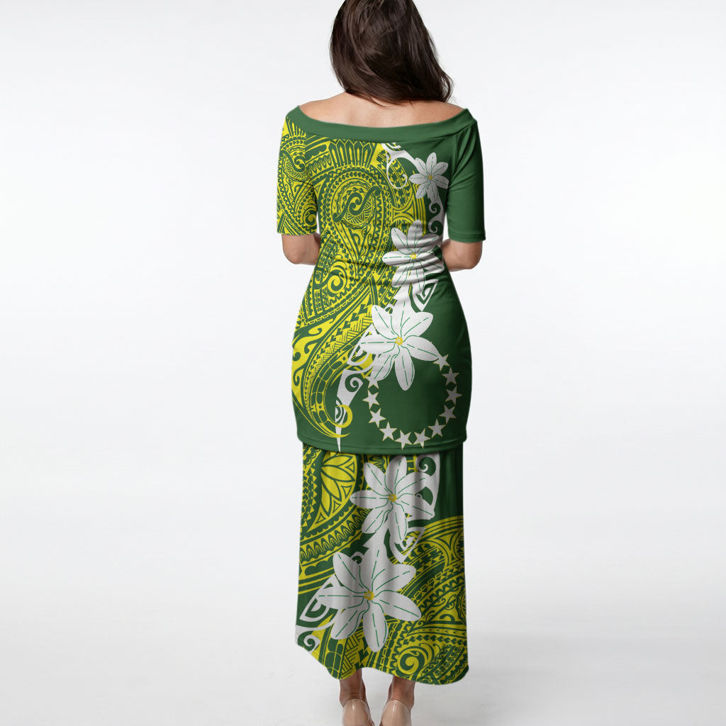 Cook Islands Maori Language Week Puletasi Tiare Maori Kuki Airani Green Pattern