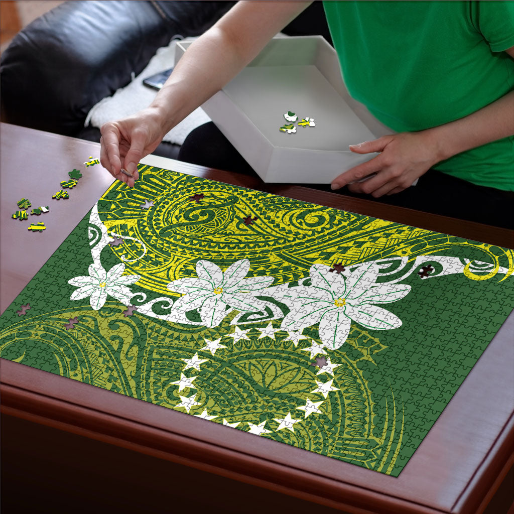 Cook Islands Maori Language Week Puzzle Tiare Maori Kuki Airani Green Pattern