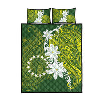 Cook Islands Maori Language Week Quilt Bed Set Tiare Maori Kuki Airani Green Pattern