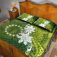 Cook Islands Maori Language Week Quilt Bed Set Tiare Maori Kuki Airani Green Pattern