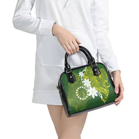 Cook Islands Maori Language Week Shoulder Handbag Tiare Maori Kuki Airani Green Pattern