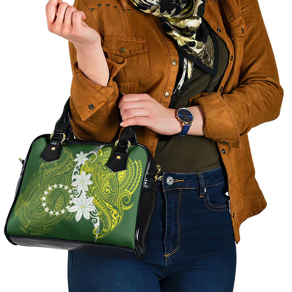 Cook Islands Maori Language Week Shoulder Handbag Tiare Maori Kuki Airani Green Pattern