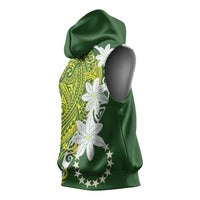 Cook Islands Maori Language Week Sleeveless Hoodie Tiare Maori Kuki Airani Green Pattern