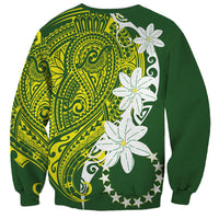 Cook Islands Maori Language Week Sweatshirt Tiare Maori Kuki Airani Green Pattern