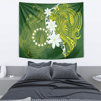 Cook Islands Maori Language Week Tapestry Tiare Maori Kuki Airani Green Pattern