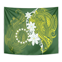Cook Islands Maori Language Week Tapestry Tiare Maori Kuki Airani Green Pattern
