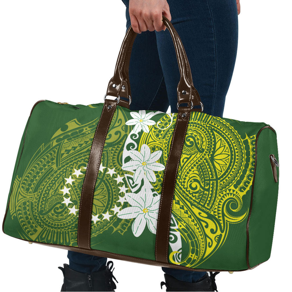 Cook Islands Maori Language Week Travel Bag Tiare Maori Kuki Airani Green Pattern