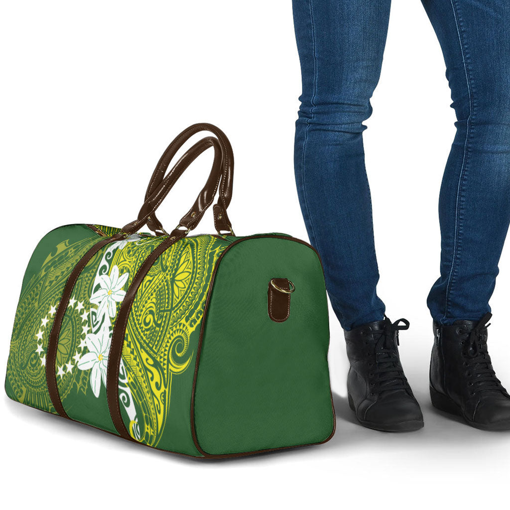 Cook Islands Maori Language Week Travel Bag Tiare Maori Kuki Airani Green Pattern